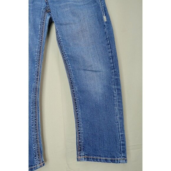 Seven 7 Capri Jeans Women's Size 27 Straight Leg Heavy Stitch Stretch Denim EUC - Picture 4 of 11